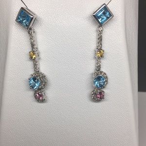 14k white gold diamonds blues topaz citrine erring